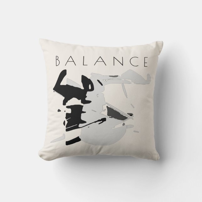 Coussin Message positif "Balance" dans les tons gris-noir (Recto)