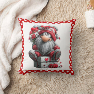 Coussin Messager nain festif de l'amour "Cœur et cadeaux" 