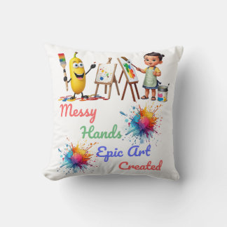 Coussin Messy Hands L'art épique célèbre la Journée mondia