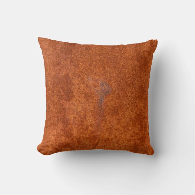 Coussin métal rouillé patiné : texture orange-rouge. (Recto)