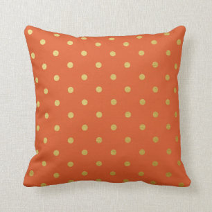 Coussin Métallique orange brûlé moderne de pois de feui