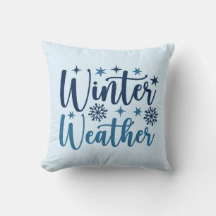 Coussin Météo d'hiver - Typographie des Fêtes Neiges