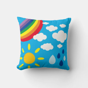 Coussin Météo personnalisée, arc-en-ciel et soleil