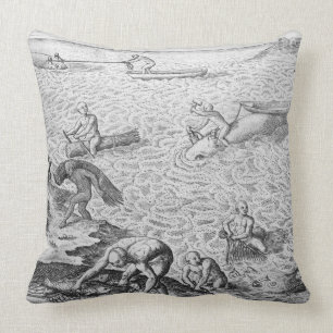 Coussin Méthode indienne de pêche à la baleine, d'un