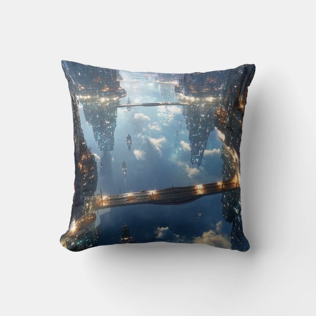Coussin Métropole flottante dans le ciel (Recto)