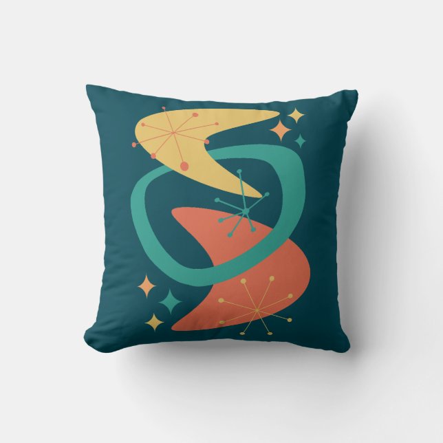 Coussin Mi-siècle Âge atomique 7 Charbon (Recto)