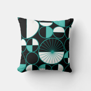 Coussin Mi-siècle Cercles modernes Moitié Turquoise