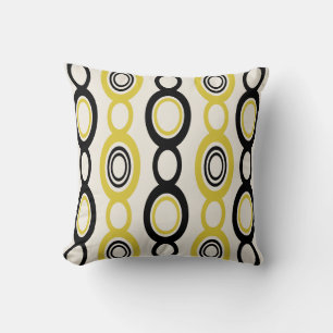 Coussin Mi-siècle Chaîne moderne Liens Noir Jaune