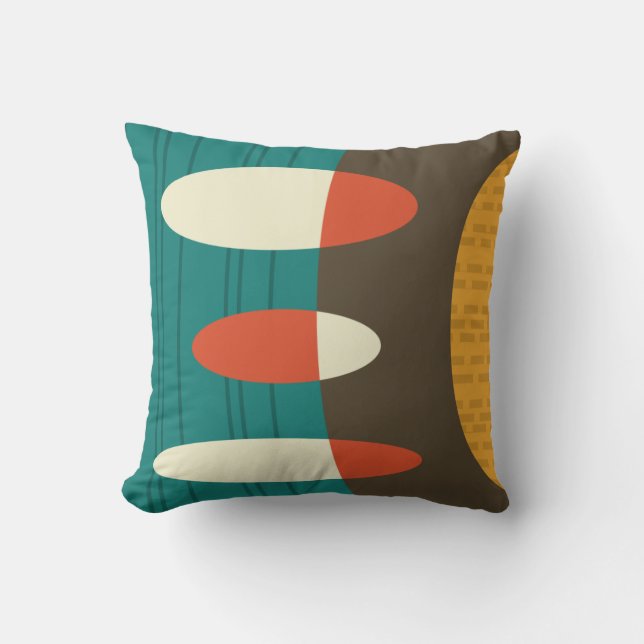 Coussin Mi-siècle moderne Abstrait Vinyl coloré (Recto)