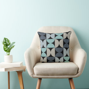 Coussin Mi-siècle moderne bleu vert et gris