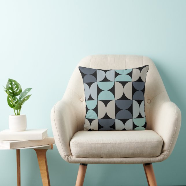 Coussin Mi-siècle moderne bleu vert et gris (Chaise)