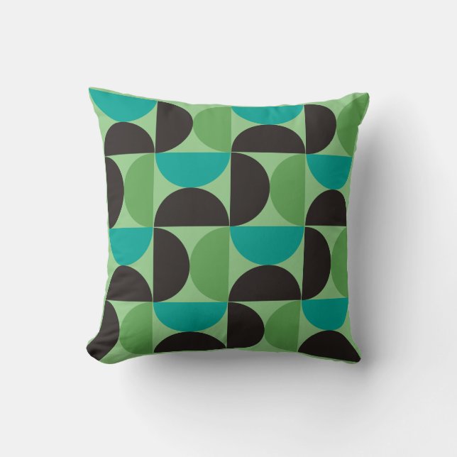 Coussin Mi-siècle Moderne Brown vert et turquoise (Recto)