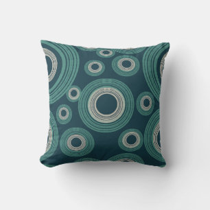 Coussin Mi-siècle moderne Cercle Turquoise