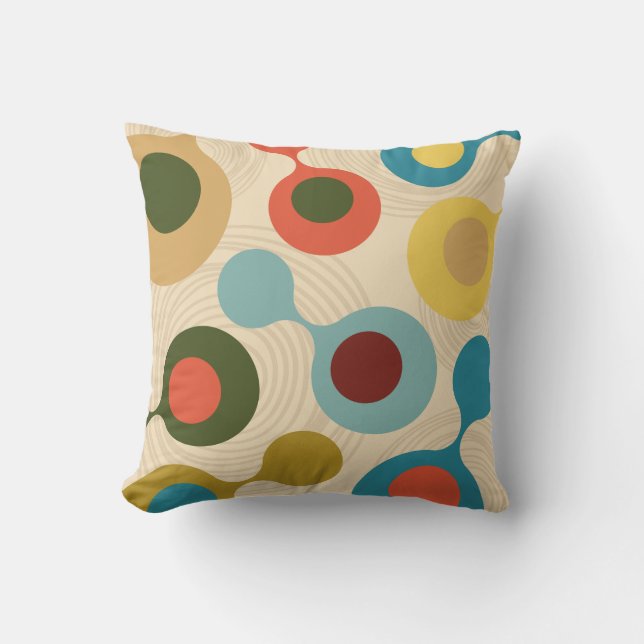 Coussin Mi-siècle moderne coloré Abstrait géométrique (Recto)