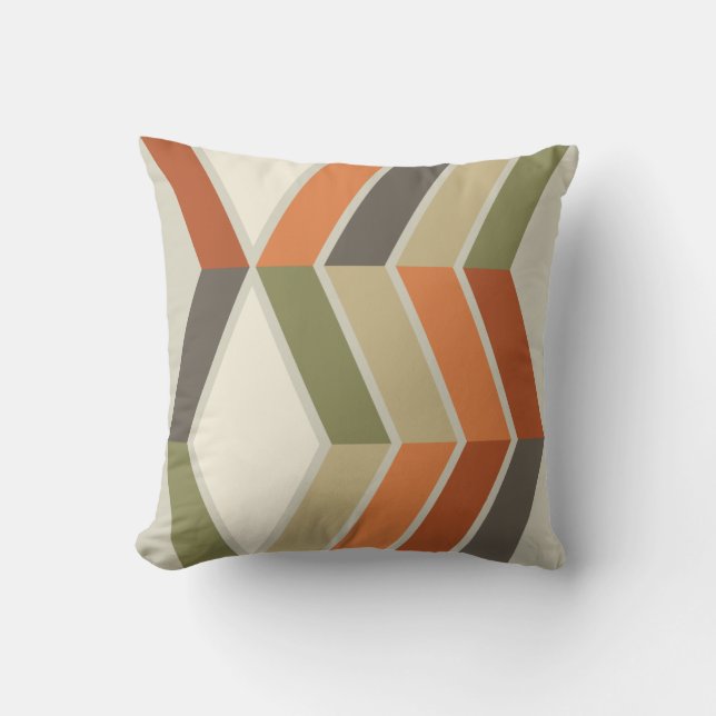 Coussin Mi-Siècle Moderne Diagonal Grandes Vert Orange (Recto)