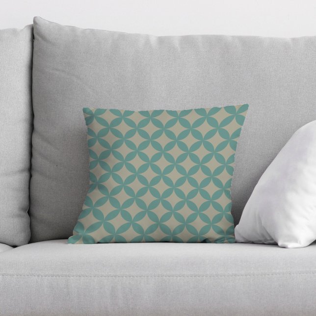 Coussin Mi-siècle moderne géométrique rétro Turquoise défr (Mid Mod Throw Pillow)