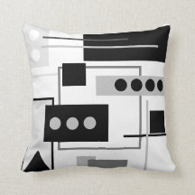 Mi-siècle moderne Noir, gris blanc Abstrait