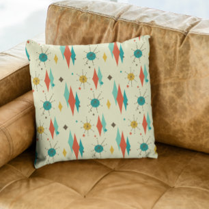 Coussin Mi-siècle moderne Rétro atomique Starburst Diamond