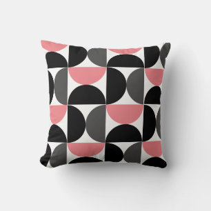Coussin Mi-siècle moderne rose noir et blanc