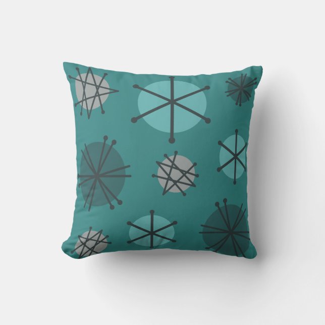 Coussin Mi-Siècle Moderne Starburks Turquoise (Recto)