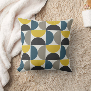 Coussin Mi-siècle moderne Turmer Gunmetal et bleu