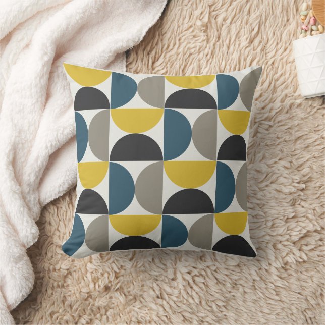 Coussin Mi-siècle moderne Turmer Gunmetal et bleu (Couverture)