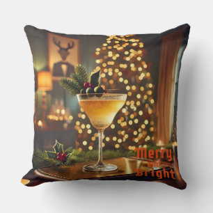 Coussin Mi-Siècle Noël Joyeux & Cocktail lumineux