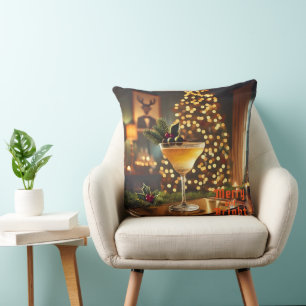 Coussin Mi-Siècle Noël Joyeux & Cocktail lumineux