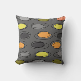 Coussin Mi-Siècle Ovales modernes Scribbles gris ardoise