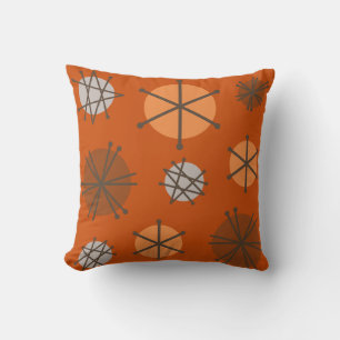 Coussin Mi-siècle Starbursts Modernes Brûlé Orange