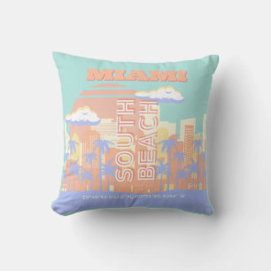 Coussin Miami Beach, Miami Travel Art, Preppy Room, Pastel