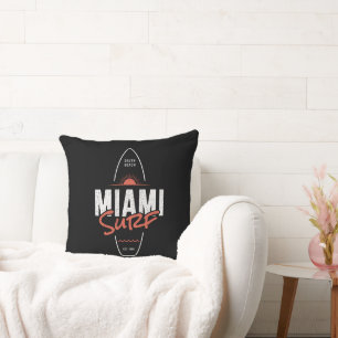 Coussin Miami Surf – Conception de planche de surf vintage