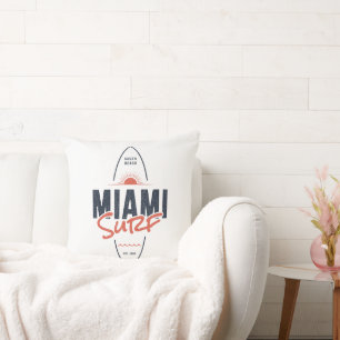 Coussin Miami Surf – Conception de planche de surf vintage