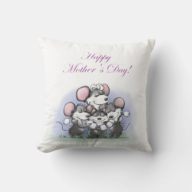 Coussin Mic, Mac & Moe's Mother's Day Greeting/Image (Recto)