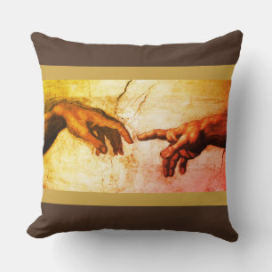Coussin Michelangelo met l'art vintage sur le brun