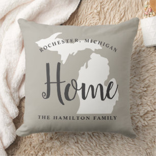 Coussin Michigan Accueil Grey Custom City Heart