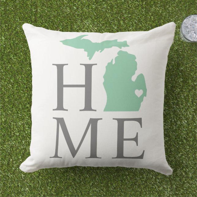 Coussin Michigan Accueil Mint Green Custom City Heart (Herbe)