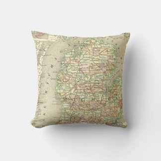 Coussin Michigan Antique Carte Colorée État Mitten
