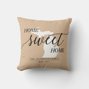 Coussin Michigan Home Sweet Home Nom de famille