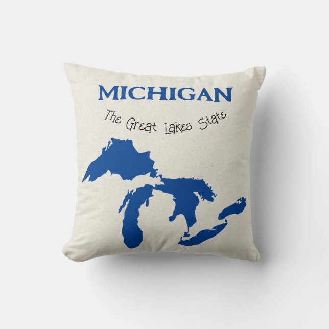 Coussin Michigan "L'État des Grands Lacs" Jeu d'oreiller (Recto)