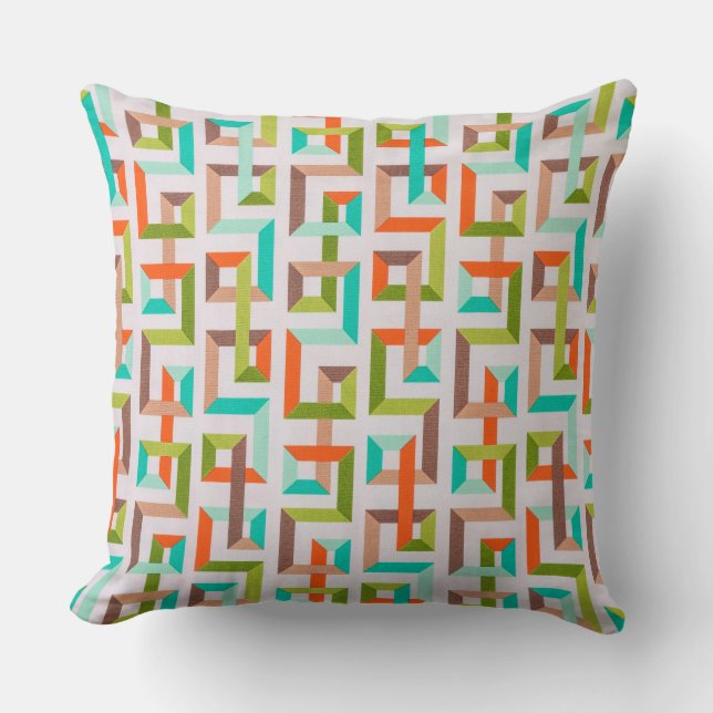 Coussin Mid-Century Modern 3D Geometric Maze Throw Pillow (Recto)