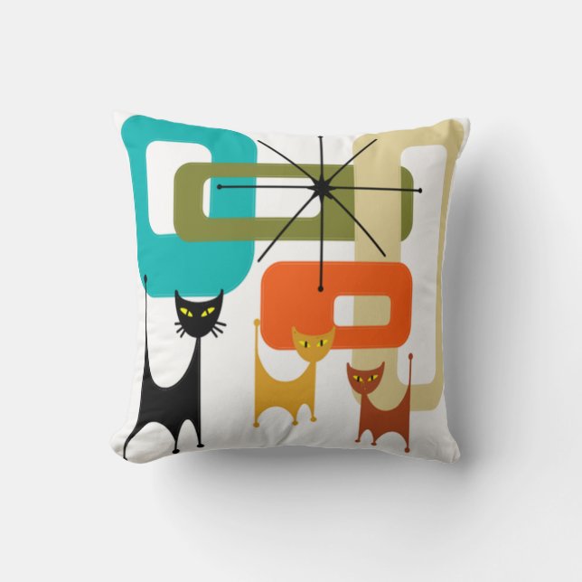Coussin Mid century Modern Cats (Recto)