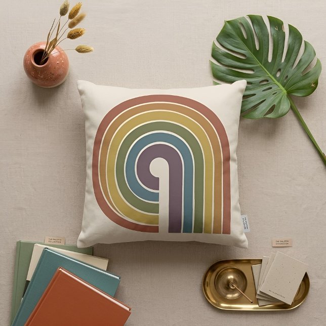 Coussin Mid-Century Modern Pride Écharpe Carrée (Flat Lay)