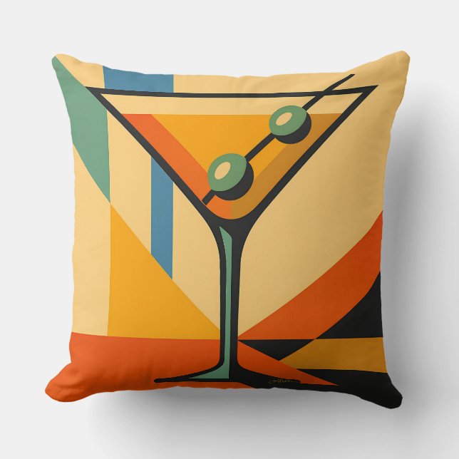 Coussin Mid Century Modern Sunrise Bauhaus Martini (Recto)