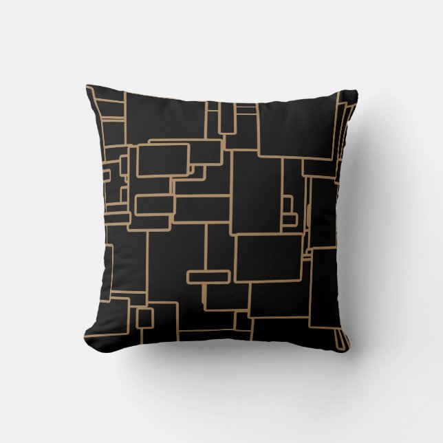 Coussin Mid Century moderne Noir & Or (Recto)