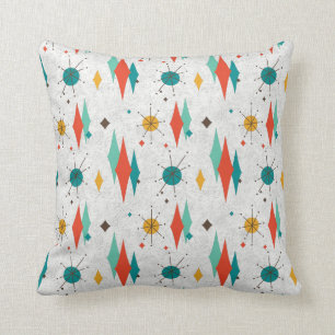 Coussin Mid Century Moderne Retro Blanc Velours