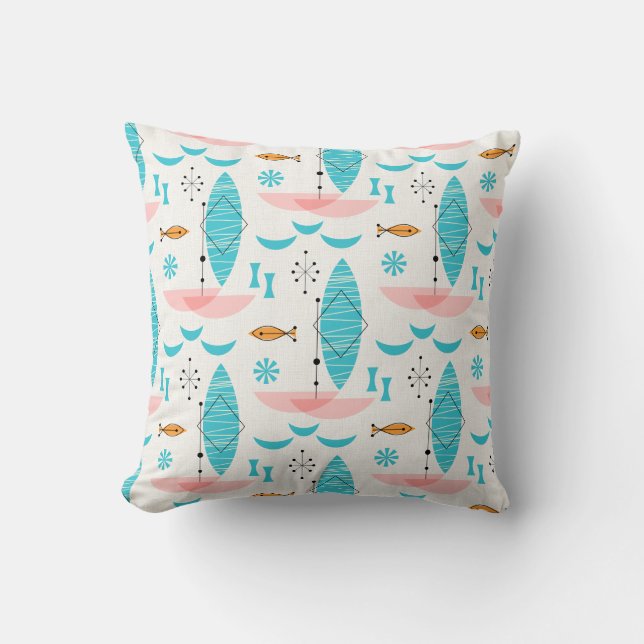 Coussin Mid Century Pink Catamaran (Recto)
