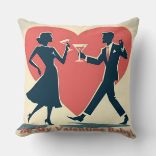 Coussin Mid Century Valentine moderne Hip Dancing Couple