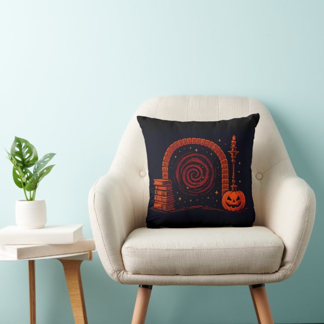 Coussin Midnight Hearth Médiéval-orange et noir (Chaise)