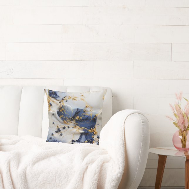 Coussin Midnight Sapphire Marble with Gold Threads (Canapé)